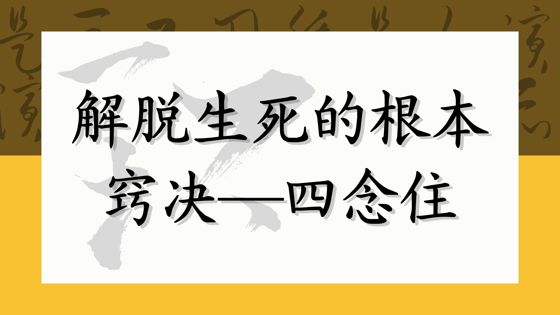 解脱生死的根本窍决——四念住